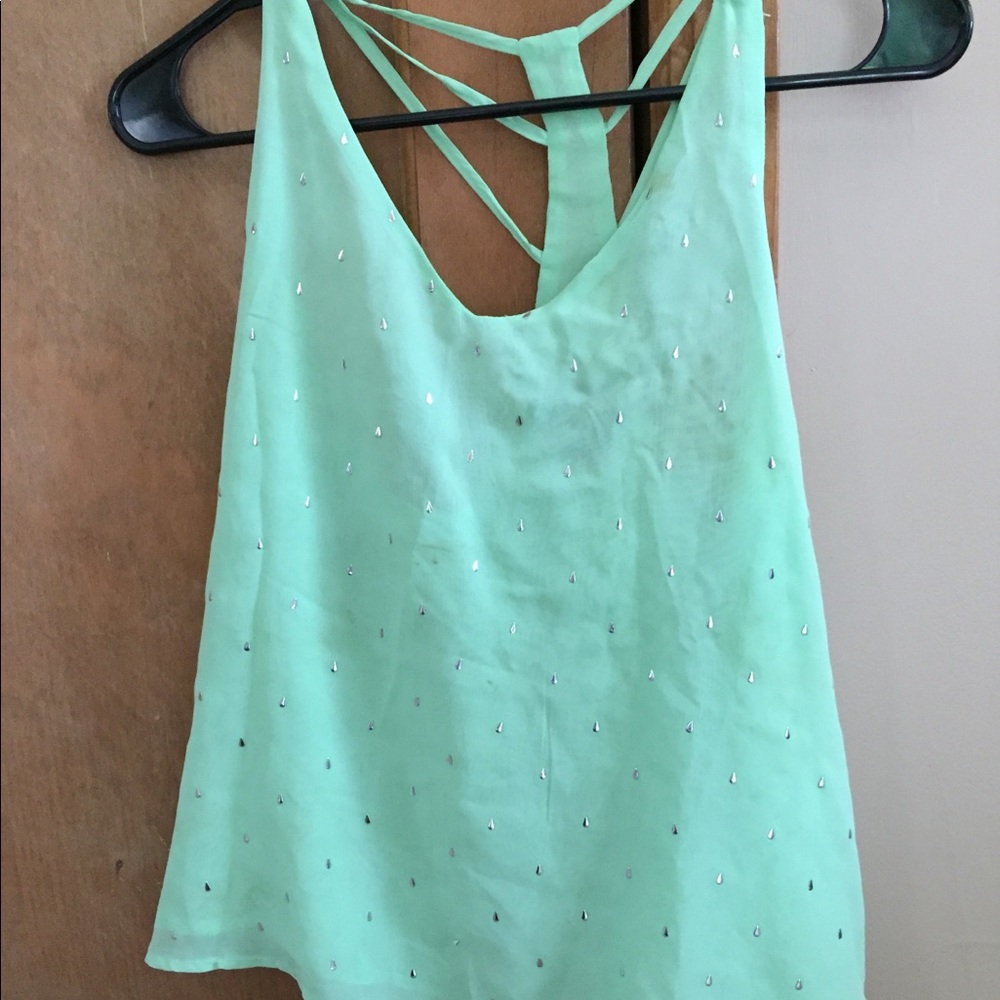 Mint Green Tank Top with Silver Detail